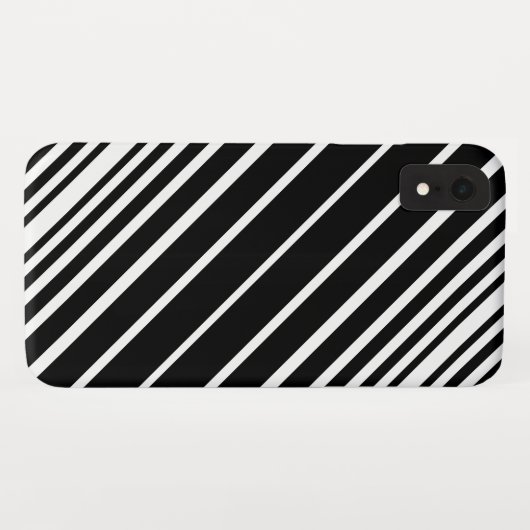 Stijlvol zwart-wit diagonaal streekpatroon Case-Mate iPhone case (Achterkant (horizontaal))
