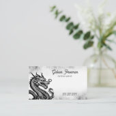 Stijlvol zwart-wit Dragon mystiek Tattoo Visitekaartje (Staand voorkant)