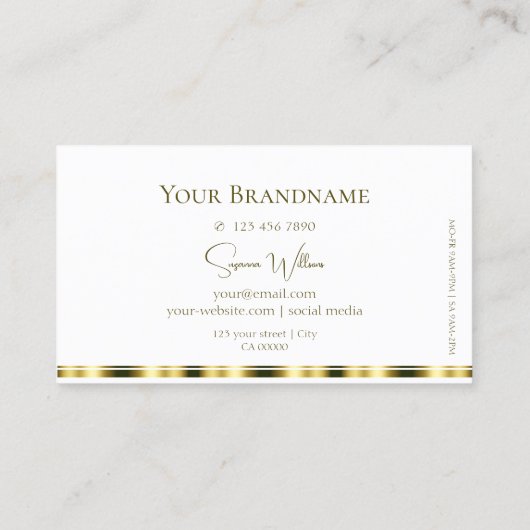 Stijlvol zwart wit en goud met Logo Elegant Visitekaartje (Achterkant)