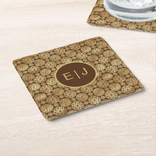 Stijlvol zwart-wit en gouddinavontuur kartonnen onderzetters (Schuin)