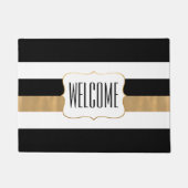 Stijlvol zwart-wit en gouden klepmat deurmat (Voorkant)