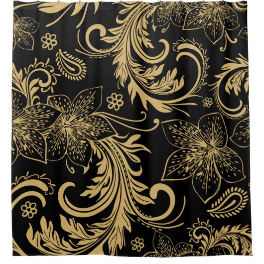 Stijlvol zwart-wit en goudschoengordijn douchegordijn (Voorkant)