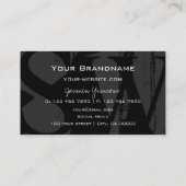 Stijlvol zwart wit en grijs met monogram modern visitekaartje (Achterkant)