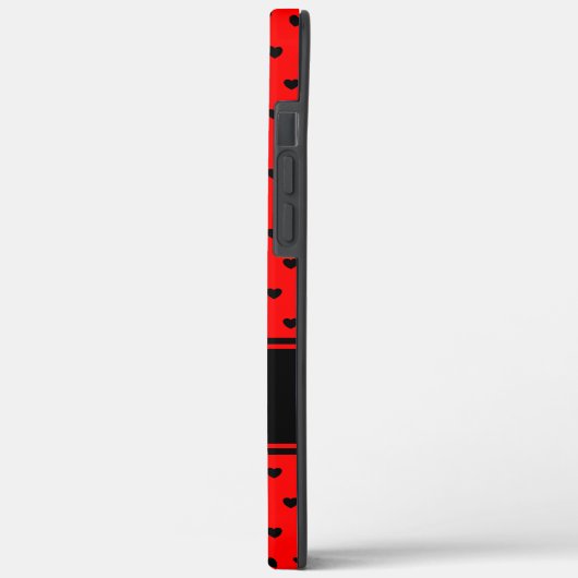 Stijlvol zwart-wit en rood-hartenpatroon, monogram Case-Mate iPhone case (Achterkant / Links)