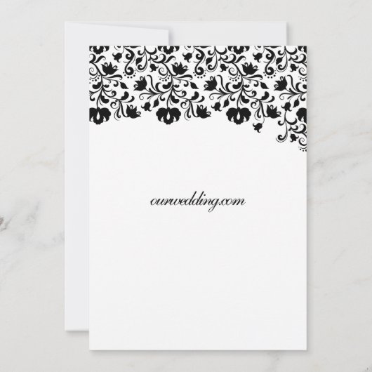 Stijlvol zwart-wit Floral bruiloft Kaart (Achterkant)