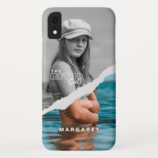 Stijlvol zwart-wit fotobeeldscherm Retro Case-Mate iPhone Case (Achterkant)