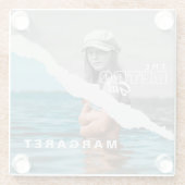 Stijlvol zwart-wit fotobeeldscherm Retro Glazen Onderzetter (Achterkant)