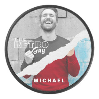 Stijlvol zwart-wit fotobeeldscherm Retro Hockey Puck