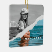 Stijlvol zwart-wit fotobeeldscherm Retro Keramisch Ornament (Rechts)