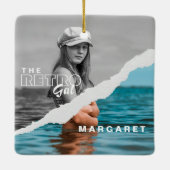 Stijlvol zwart-wit fotobeeldscherm Retro Keramisch Ornament (Achterkant)