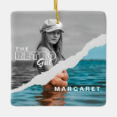 Stijlvol zwart-wit fotobeeldscherm Retro Keramisch Ornament (Voorkant)