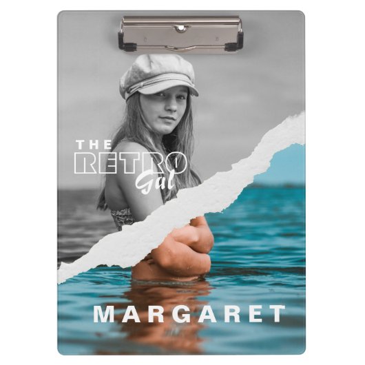 Stijlvol zwart-wit fotobeeldscherm Retro Klembord (Voorkant)