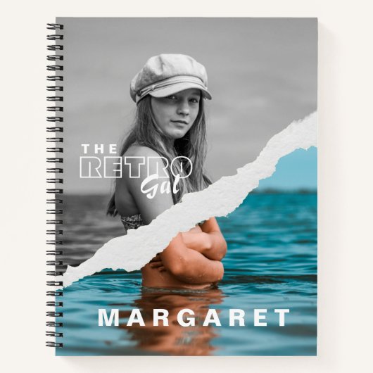 Stijlvol zwart-wit fotobeeldscherm Retro Notitieboek (Voorkant)