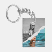 Stijlvol zwart-wit fotobeeldscherm Retro Sleutelhanger (Voorkant Links)