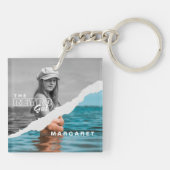 Stijlvol zwart-wit fotobeeldscherm Retro Sleutelhanger (Achterkant)