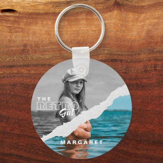 Stijlvol zwart-wit fotobeeldscherm Retro Sleutelhanger (Voorkant)
