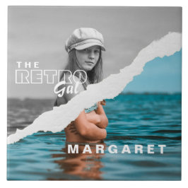 Stijlvol zwart-wit fotobeeldscherm Retro Tegeltje