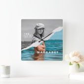 Stijlvol zwart-wit fotobeeldscherm Retro Vierkante Klok (Huis)