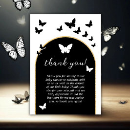 Stijlvol zwart-wit genderneutraal Baby shower Bedankkaart