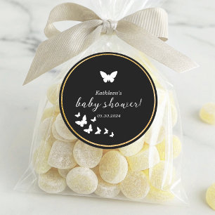 Stijlvol zwart-wit genderneutraal Baby shower Ronde Sticker