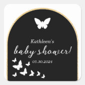 Stijlvol zwart-wit genderneutraal Baby shower Vierkante Sticker (Voorkant)