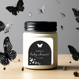 Stijlvol zwart-wit genderneutraal Baby shower Vierkante Sticker