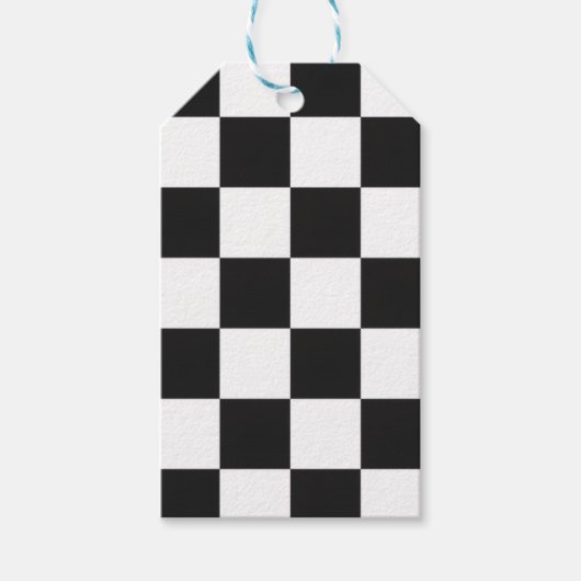 Stijlvol zwart-wit geruit patroon cadeaulabel (Voorkant)
