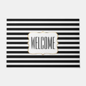 Stijlvol zwart-wit, gestreept klepje deurmat (Voorkant)