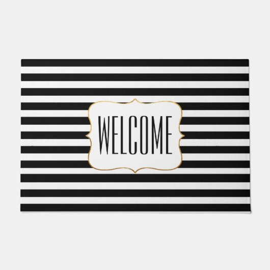 Stijlvol zwart-wit, gestreept klepje deurmat (Voorkant)