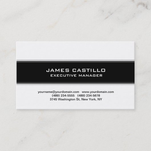 Stijlvol zwart-wit, gestreept modern, professionee visitekaartje (Voorkant)