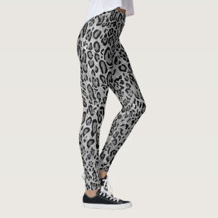 Stijlvol zwart-wit grijs luipaard print patroon leggings