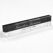Stijlvol zwart wit grijs marmer elegant script naambordje