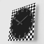 Stijlvol zwart wit halfdiamant-toetsenbord vierkante klok (Hoek)