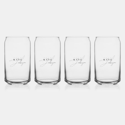 Stijlvol zwart wit handtekening script monogram blikvorm glas (Achterkant)