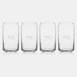 Stijlvol zwart wit handtekening script monogram blikvorm glas