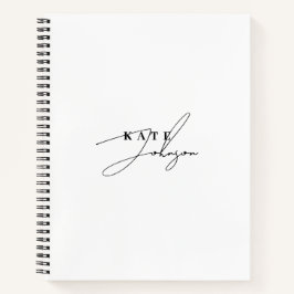 Stijlvol zwart wit handtekening script monogram notitieboek
