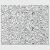 Stijlvol zwart-wit harten patroon cadeaupapier (Vlak)