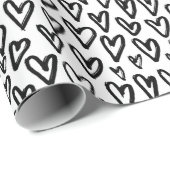 Stijlvol zwart-wit harten patroon cadeaupapier (Rol Hoek)