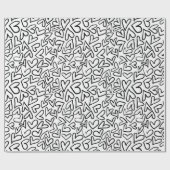 Stijlvol zwart-wit harten patroon cadeaupapier (Vlak)