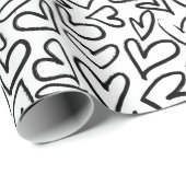 Stijlvol zwart-wit harten patroon cadeaupapier (Rol Hoek)