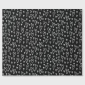 Stijlvol zwart-wit harten patroon cadeaupapier (Vlak)