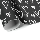 Stijlvol zwart-wit harten patroon cadeaupapier (Rol Hoek)