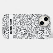 Stijlvol zwart-wit harten patroon personaliseren Case-Mate iPhone case (Achterkant (horizontaal))