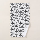 Stijlvol zwart-wit kerstboom patroon bad handdoek (Handdoek)