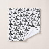 Stijlvol zwart-wit kerstboom patroon bad handdoek (Wasdoekje)