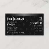 Stijlvol zwart-wit-koel met letters visitekaartje (Achterkant)