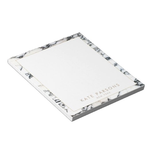 Stijlvol zwart-wit, marmer-laptop met zwarte en wi notitieblok (Schuin)