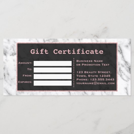 Stijlvol zwart wit marmeren roze gouden cadeau (Achterkant)