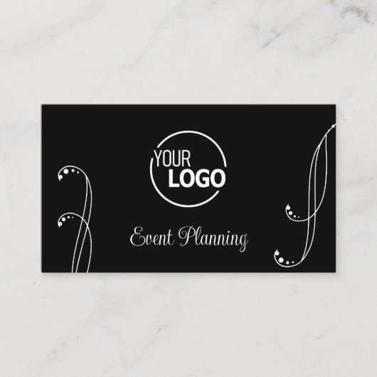 Stijlvol zwart wit  met Logo en foto Visitekaartje (Voorkant)