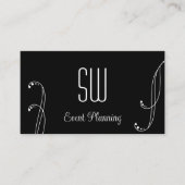 Stijlvol zwart wit  met monogram en foto visitekaartje (Voorkant)